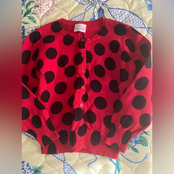 Hanna Andersson red with black polka dots button up sweater - Picture 2 of 9